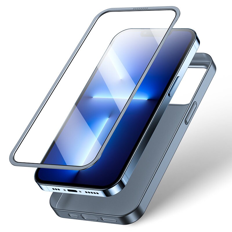 Joyroom 360 full dekselet foran og bak for iPhone 13 Pro Max + herdet glass skjermbeskytter grå