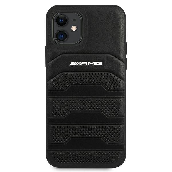 AMG Leather Debossed Lines-etui i lær for iPhone 12 mini - svart