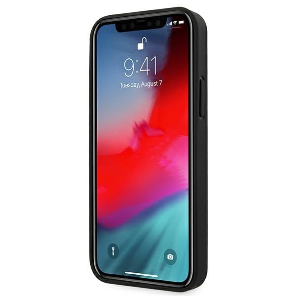 AMG Leather Debossed Lines-etui i lær for iPhone 12 mini - svart