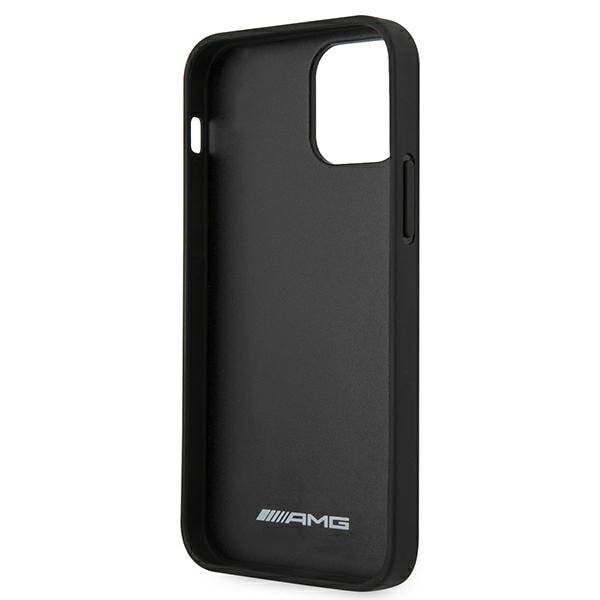AMG Leather Debossed Lines-etui i lær for iPhone 12 mini - svart