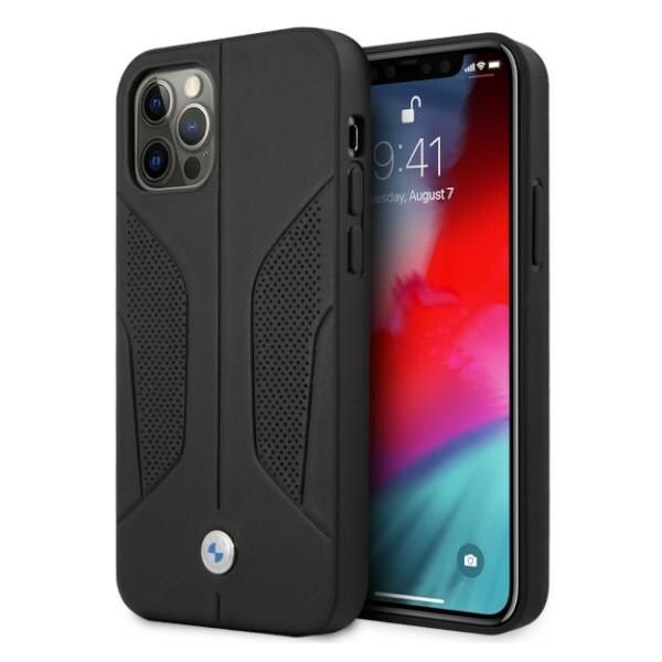 BMW Perforert lærveske med sider for iPhone 12 / iPhone 12 Pro - Svart