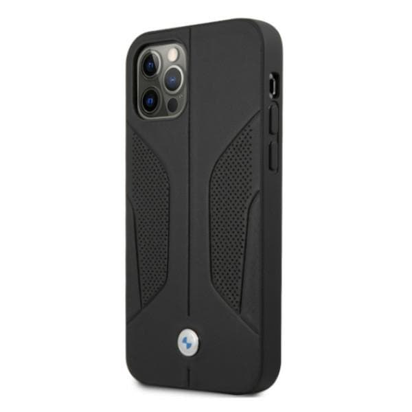 BMW Perforert lærveske med sider for iPhone 12 / iPhone 12 Pro - Svart