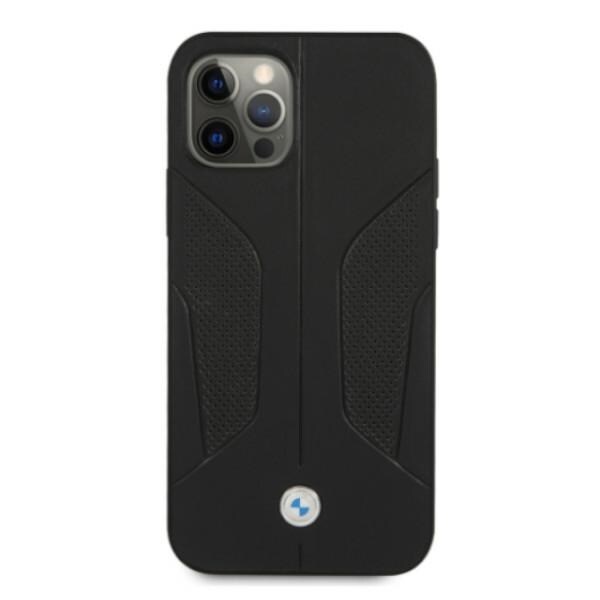 BMW Perforert lærveske med sider for iPhone 12 / iPhone 12 Pro - Svart