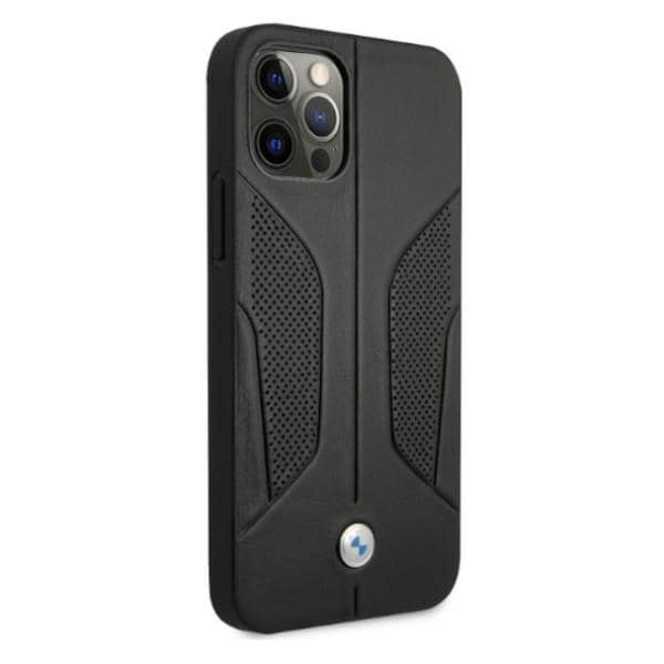 BMW Perforert lærveske med sider for iPhone 12 / iPhone 12 Pro - Svart