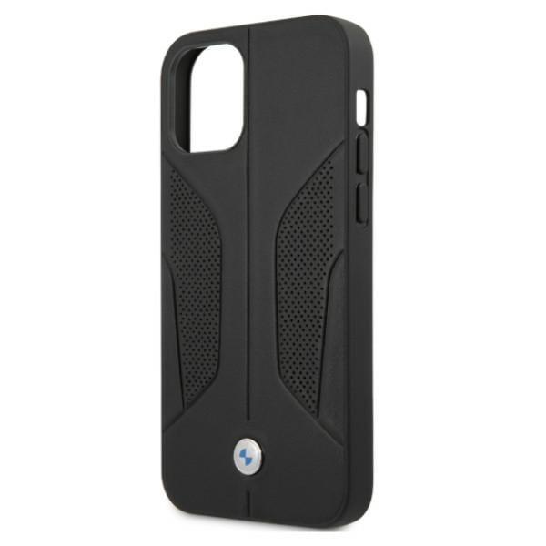 BMW Perforert lærveske med sider for iPhone 12 / iPhone 12 Pro - Svart