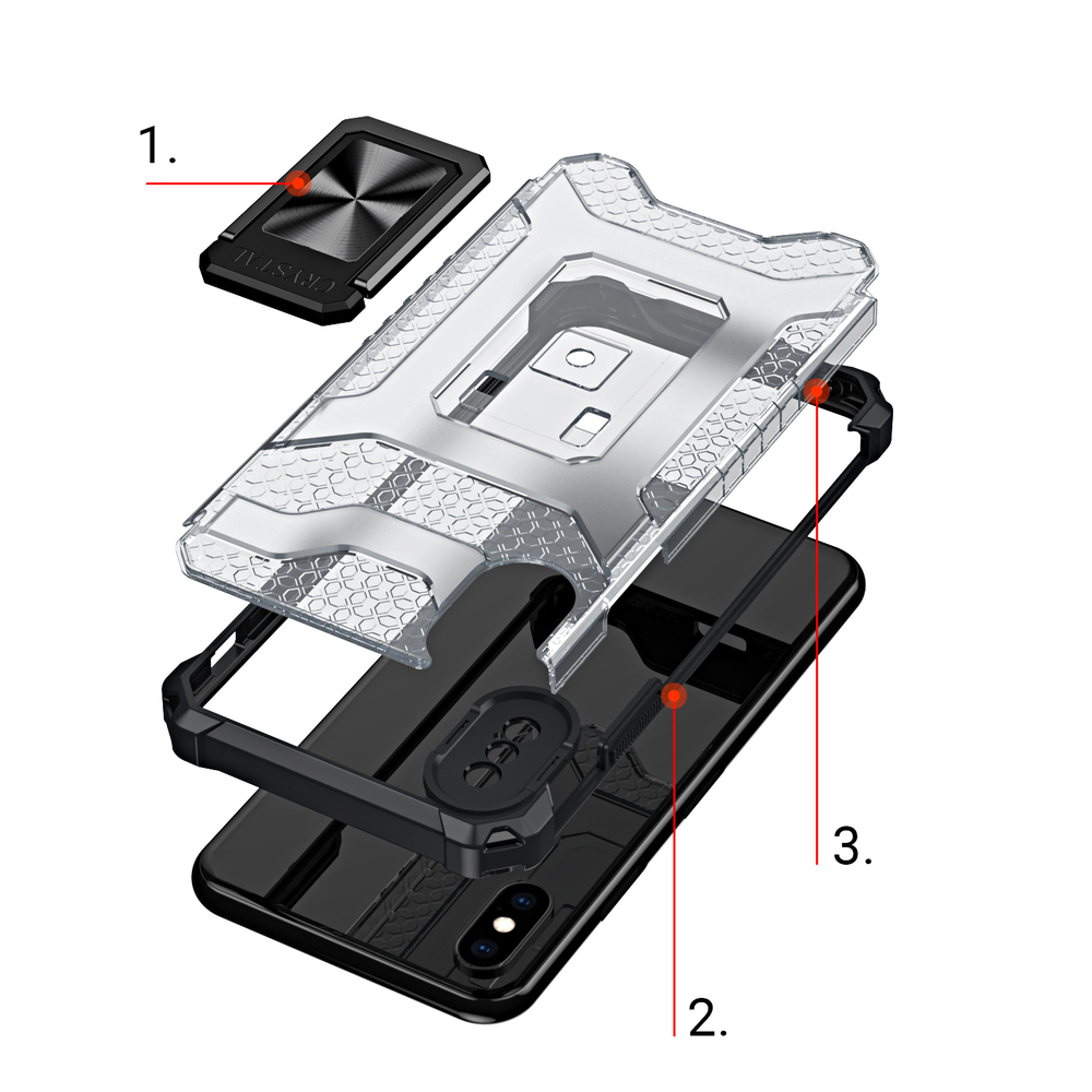 Crystal Ring Case Kickstand Robust deksel for iPhone XS Max rød