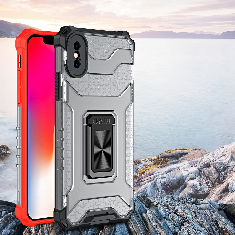 Crystal Ring Case Kickstand Robust deksel for iPhone XS Max rød