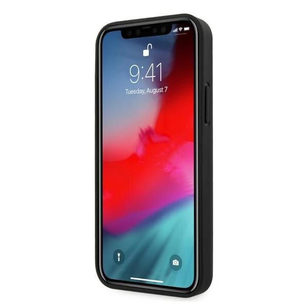 BMW Perforert lærveske med sider til iPhone 12 Pro Max - svart