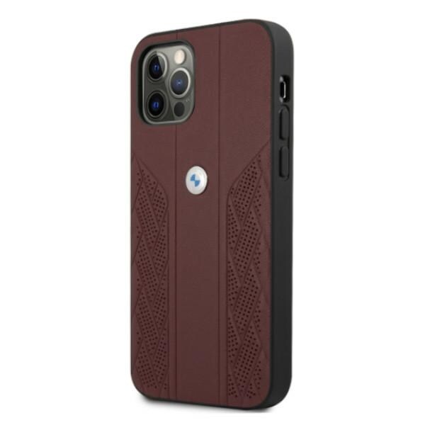 BMW Curve-perforert lærveske til iPhone 12 Pro Max - rød
