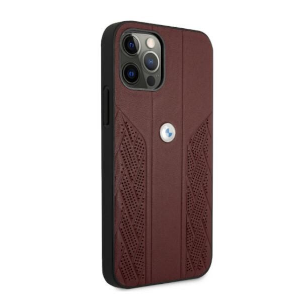 BMW Curve-perforert lærveske til iPhone 12 Pro Max - rød