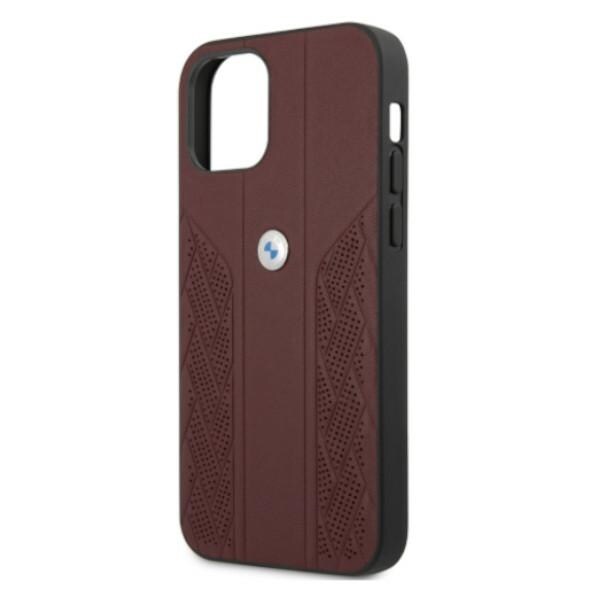 BMW Curve-perforert lærveske til iPhone 12 Pro Max - rød