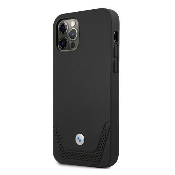 BMW Perforert lærveske til iPhone 12 Pro Max - svart