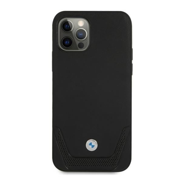 BMW Perforert lærveske til iPhone 12 Pro Max - svart