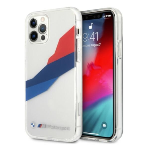 BMW Motorsport Tricolor-etui for iPhone 12 Pro Max - gjennomsiktig