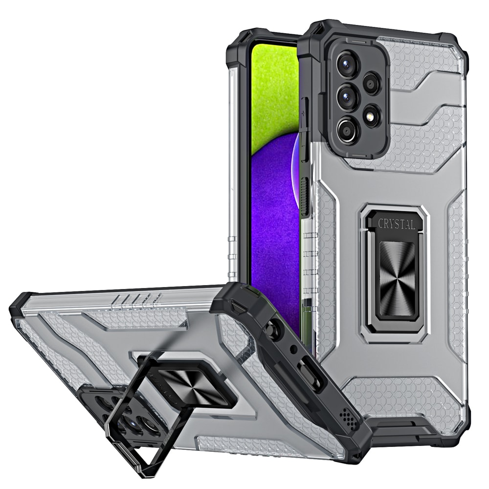 Crystal Ring Case Kickstand Tough Rugged Cover for Samsung Galaxy A72 4G svart