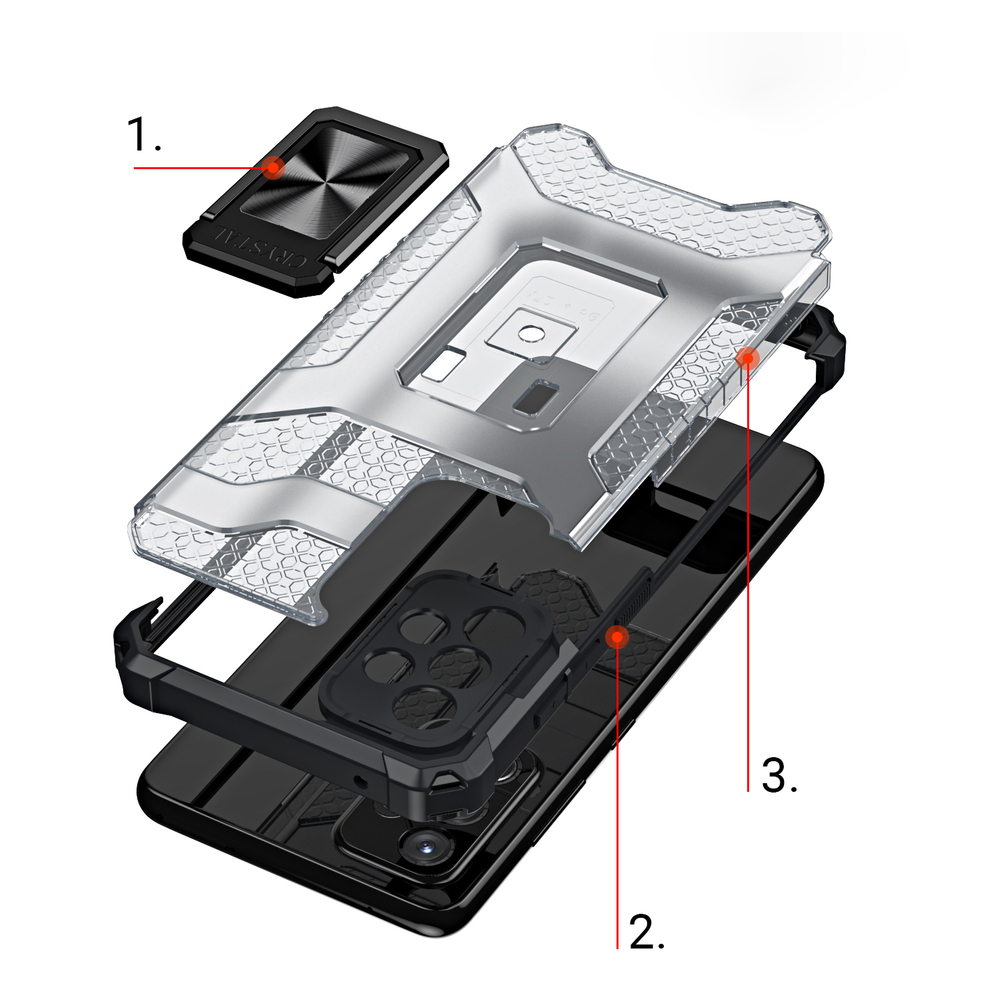 Crystal Ring Case Kickstand Tough Rugged Cover for Samsung Galaxy A72 4G rød
