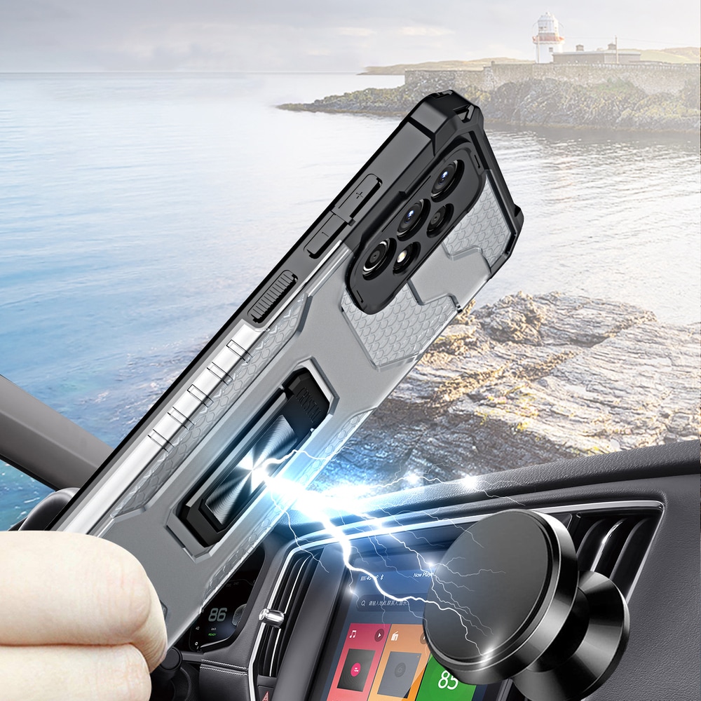 Crystal Ring Case Kickstand Tough Rugged Cover for Samsung Galaxy A72 4G rød