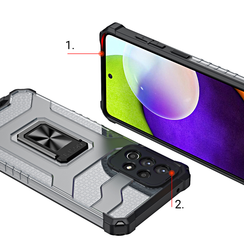 Crystal Ring Case Kickstand Tough Rugged Cover for Samsung Galaxy A72 4G blå