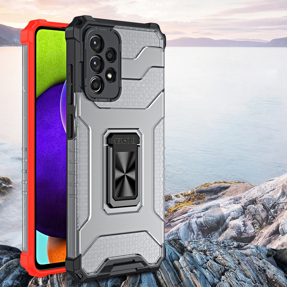 Crystal Ring Case Kickstand Tough Rugged Cover for Samsung Galaxy A72 4G blå