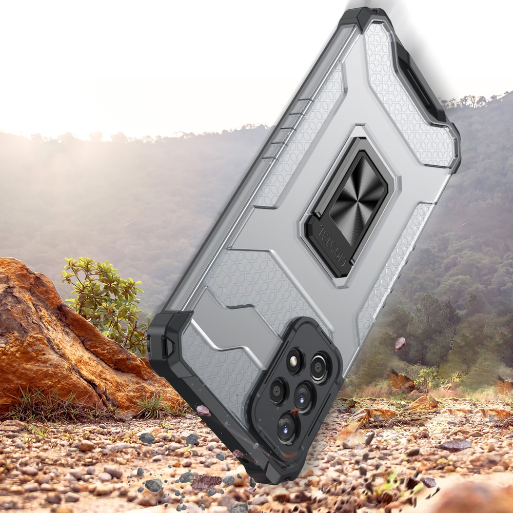 Crystal Ring Case Kickstand Tough Rugged Cover for Samsung Galaxy A72 4G blå