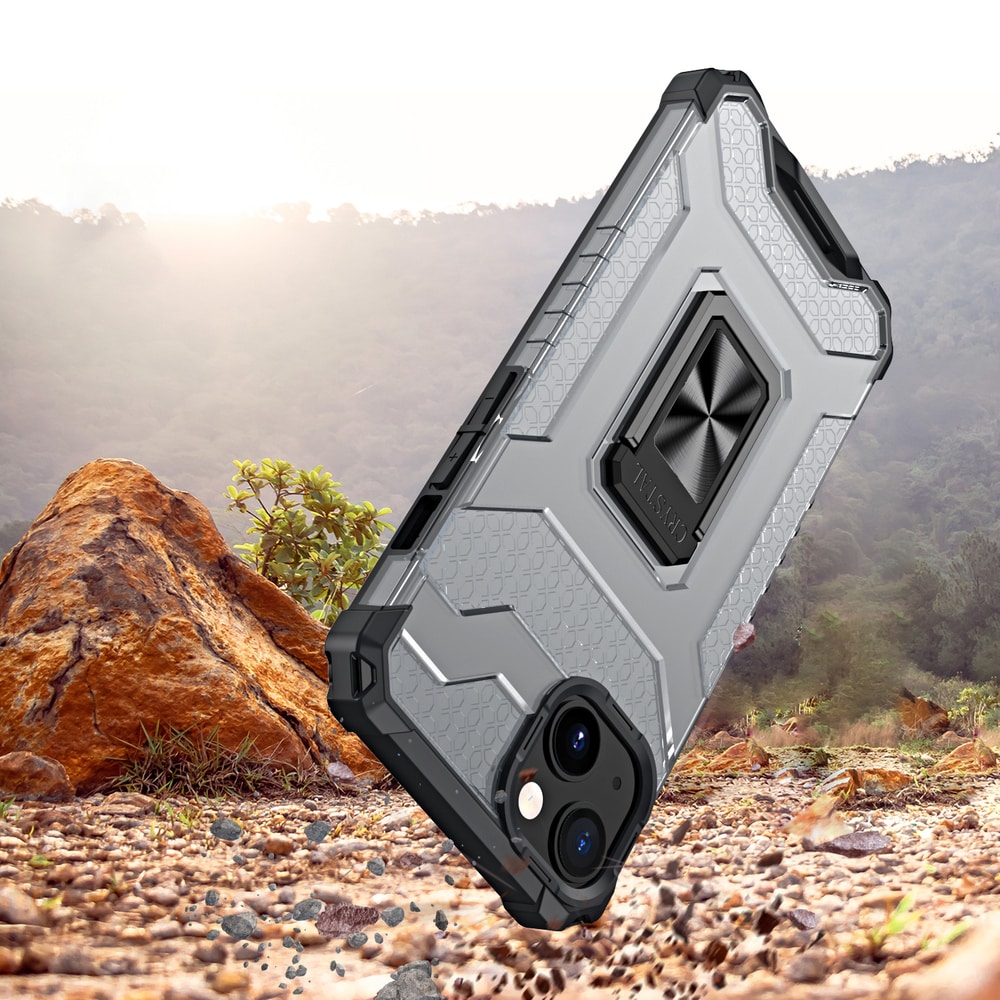Crystal Ring Case Kickstand Robust deksel for iPhone 12 mini svart