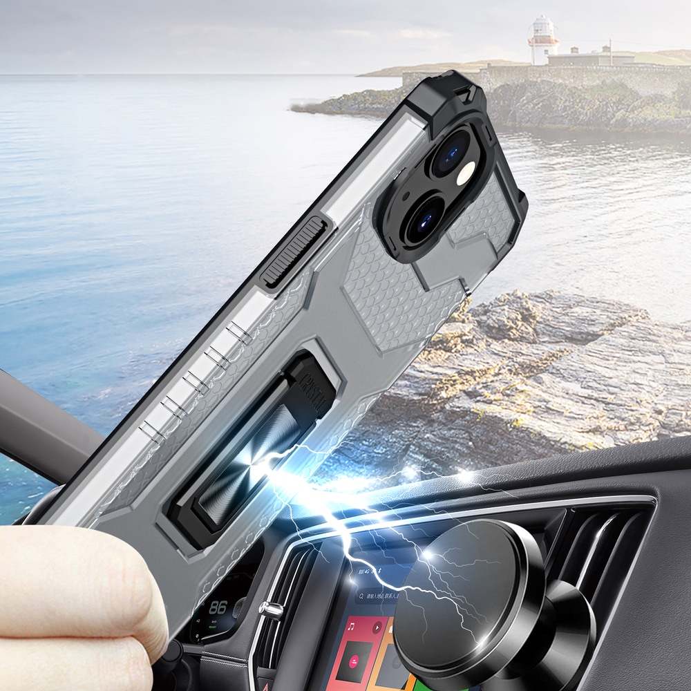 Crystal Ring Case Kickstand Robust deksel for iPhone 12 mini svart