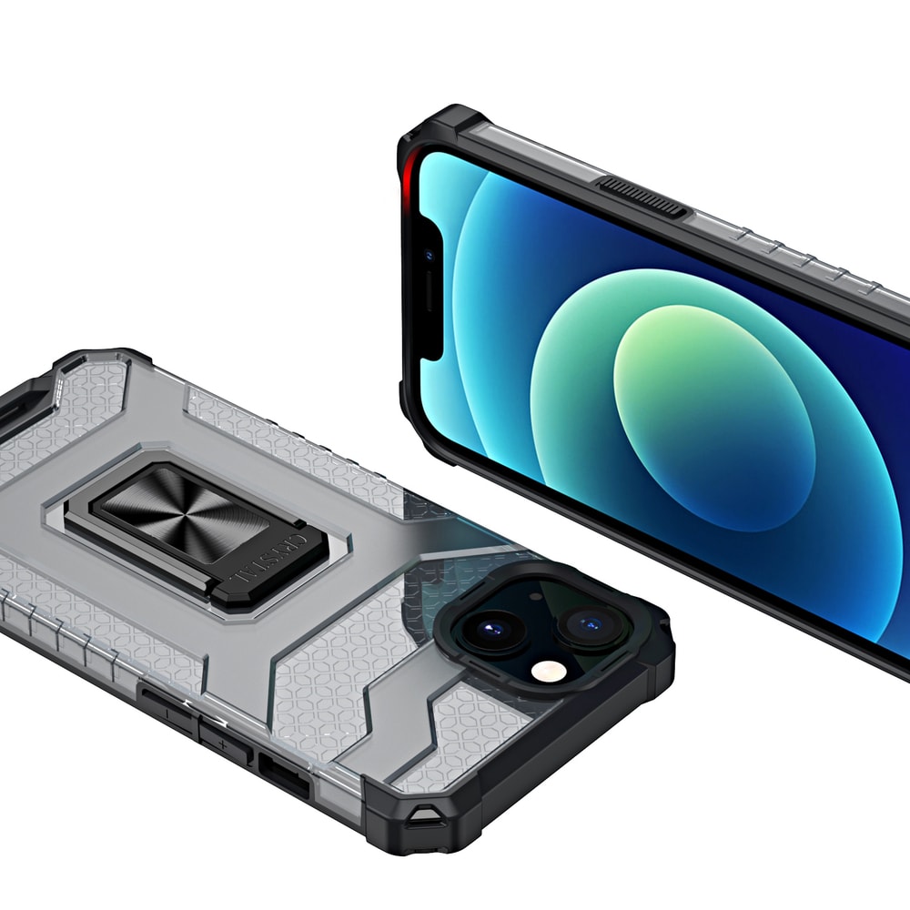 Crystal Ring Case Kickstand Robust deksel for iPhone 12 mini svart