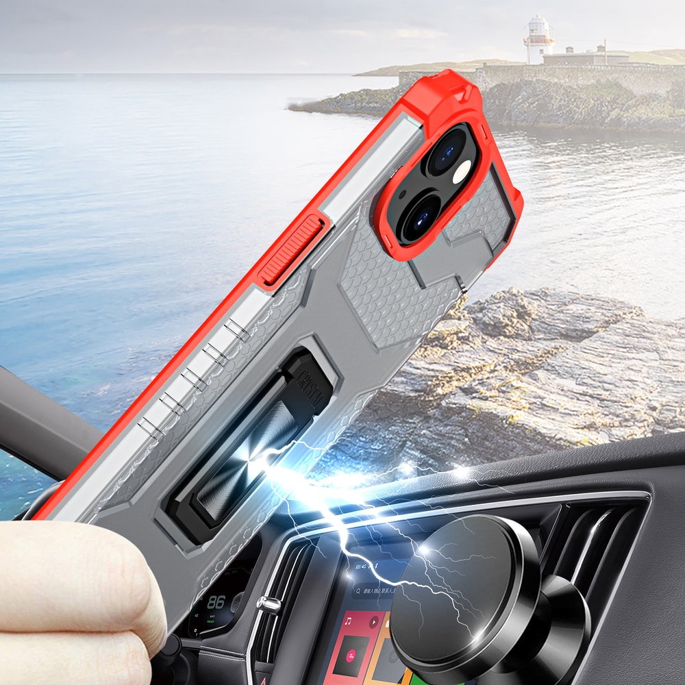 Crystal Ring Case Kickstand Robust deksel for iPhone 12 mini rød