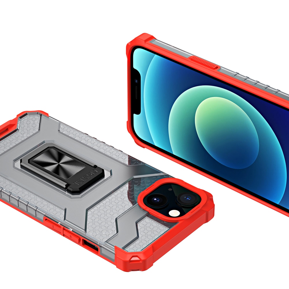 Crystal Ring Case Kickstand Robust deksel for iPhone 12 mini rød