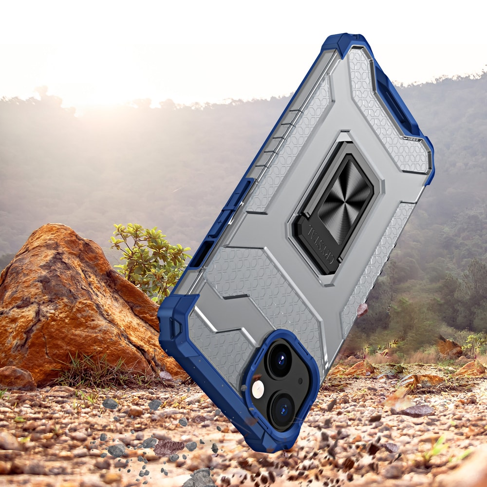 Crystal Ring Case Kickstand Robust deksel for iPhone 12 mini blå