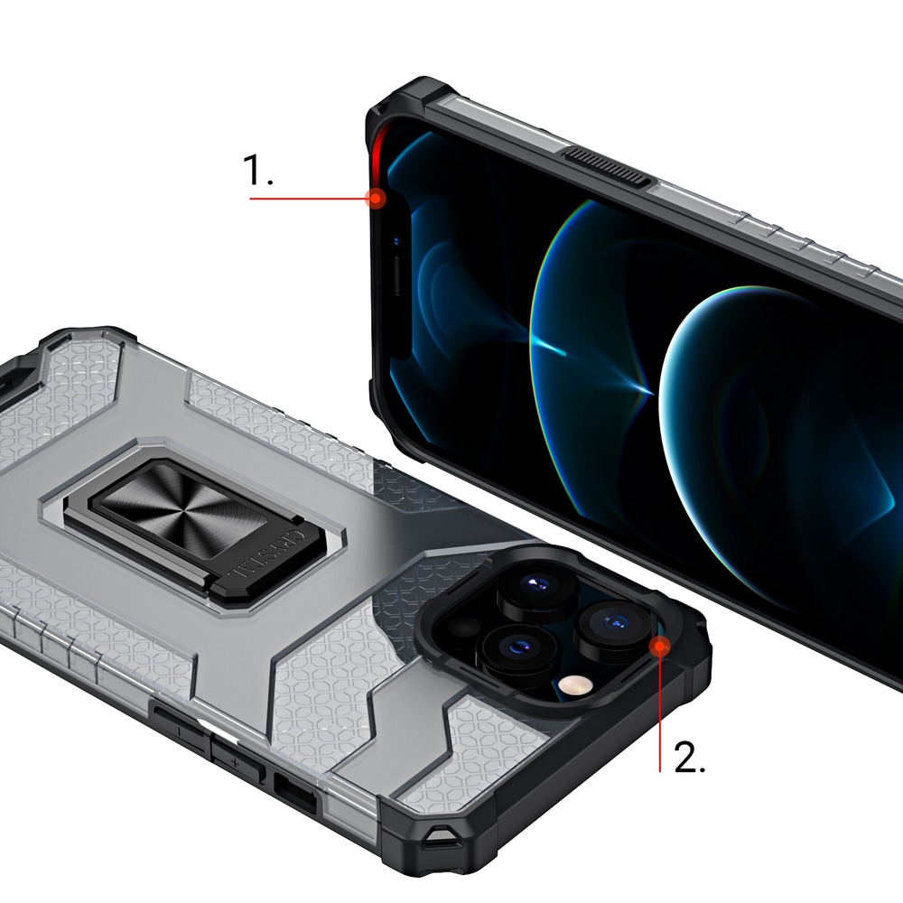 Crystal Ring Case Kickstand Robust deksel for iPhone 12 Pro Max svart
