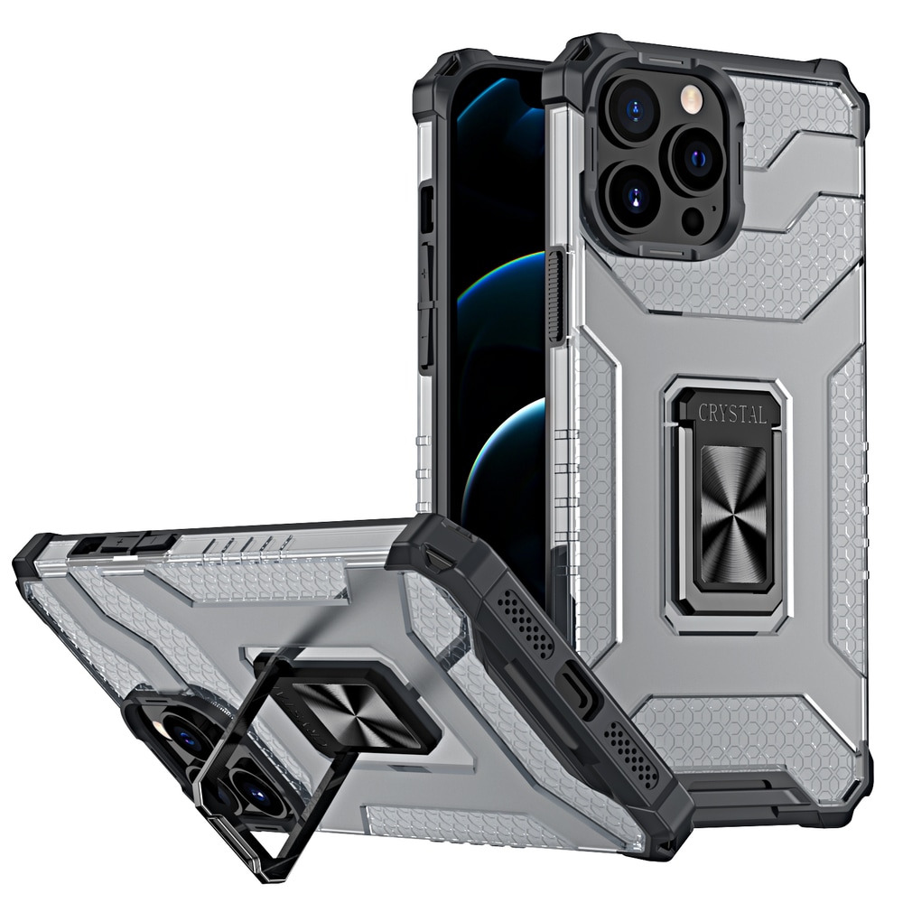 Crystal Ring Case Kickstand Robust deksel for iPhone 12 Pro Max svart