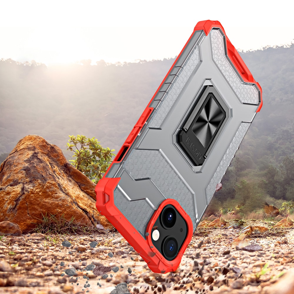 Crystal Ring Case Kickstand Robust deksel for iPhone 13 mini rød