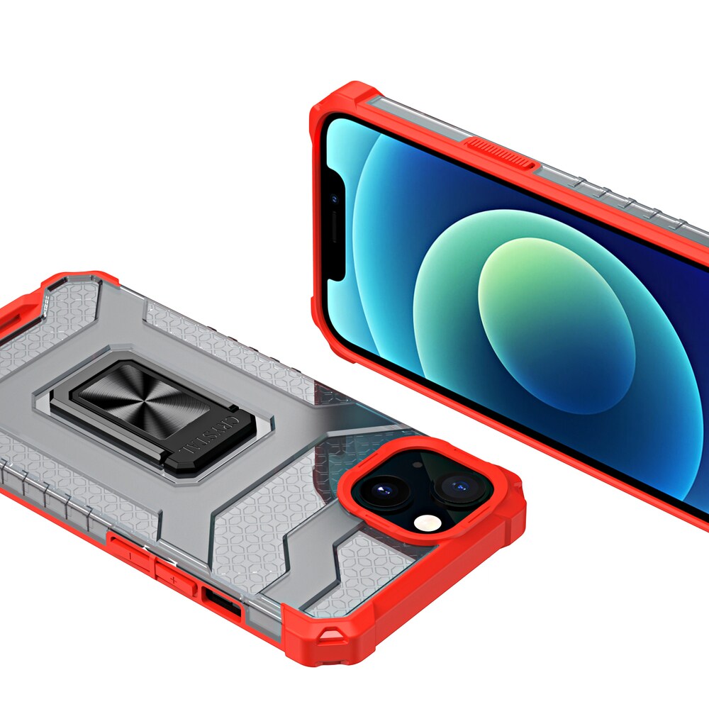 Crystal Ring Case Kickstand Robust deksel for iPhone 13 mini rød