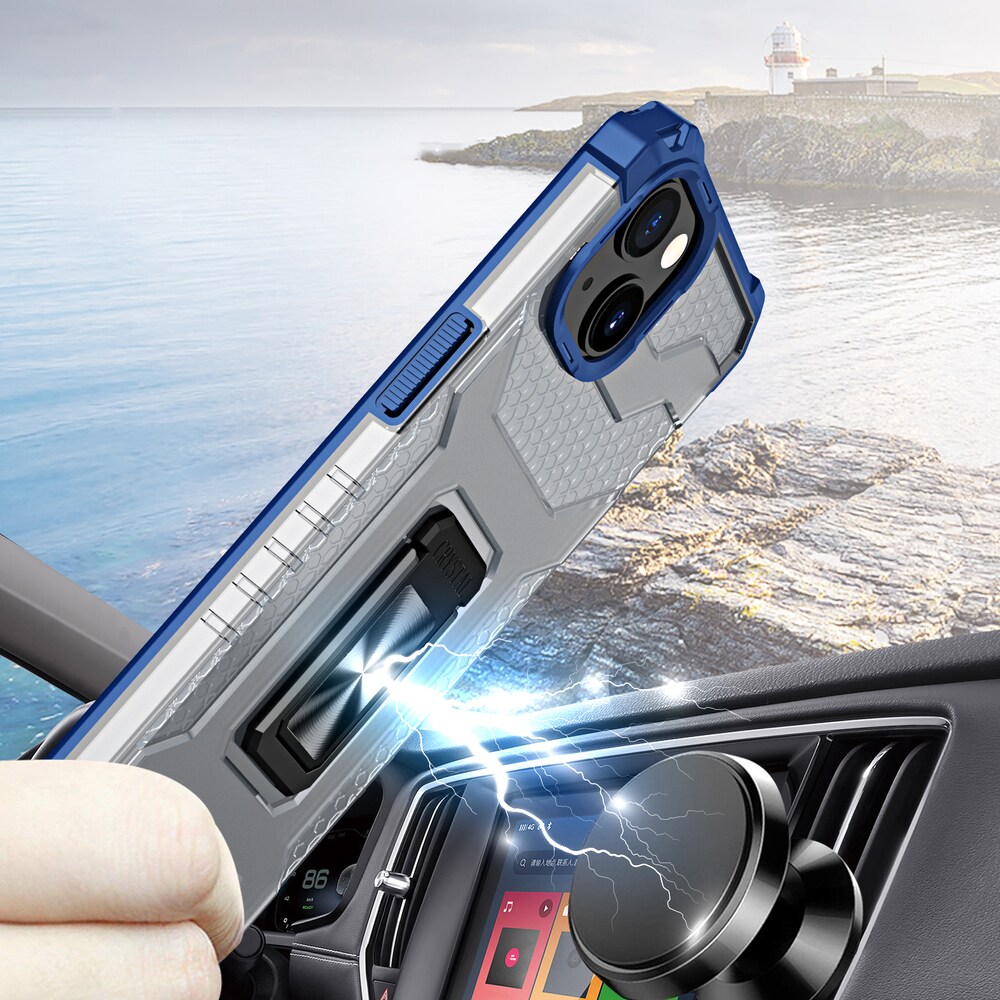 Crystal Ring Case Kickstand Robust deksel for iPhone 13 mini blå