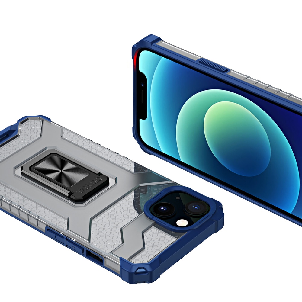 Crystal Ring Case Kickstand Robust deksel for iPhone 13 mini blå