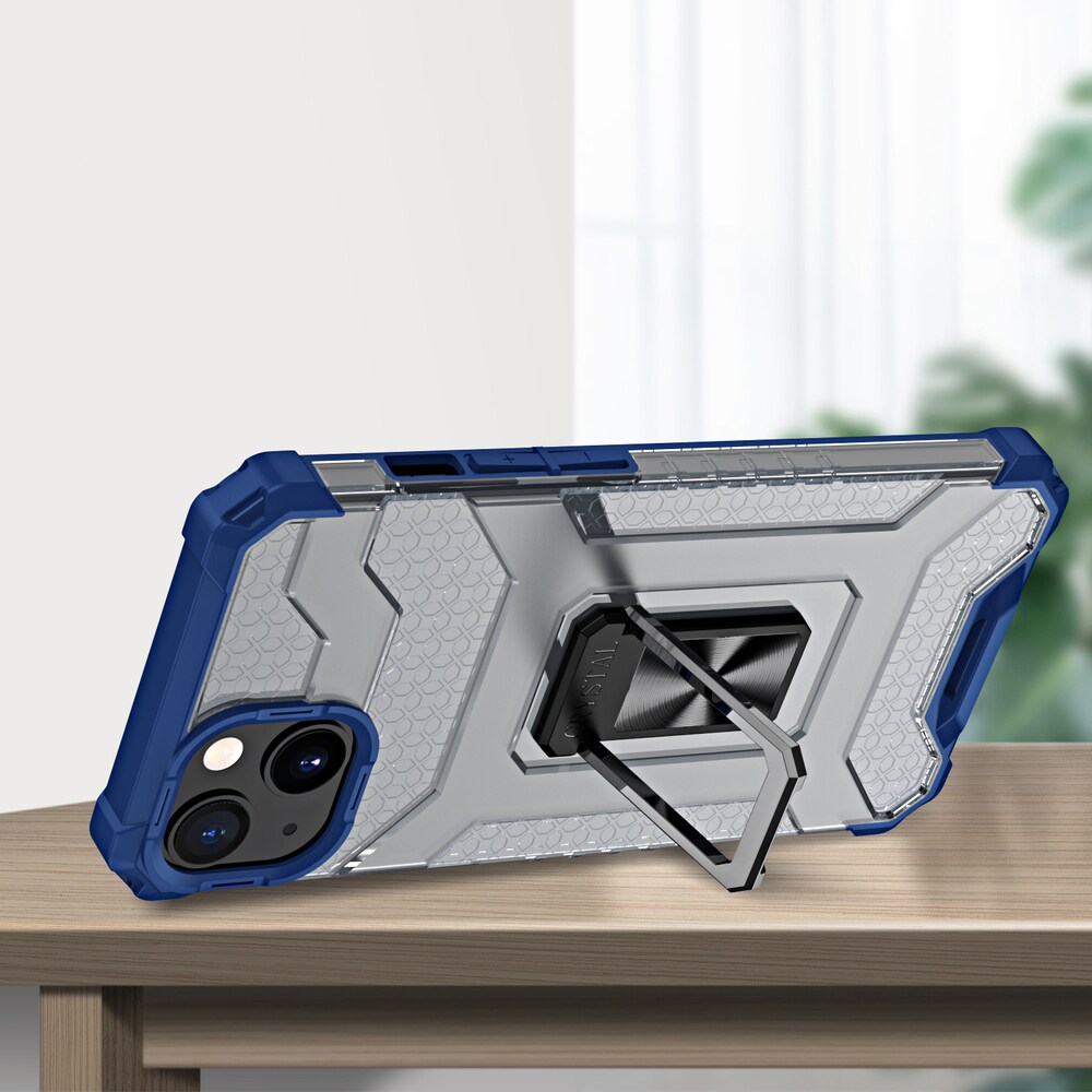 Crystal Ring Case Kickstand Robust deksel for iPhone 13 mini blå