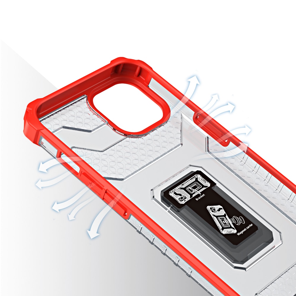 Crystal Ring Case Kickstand Robust deksel for iPhone 13 rød