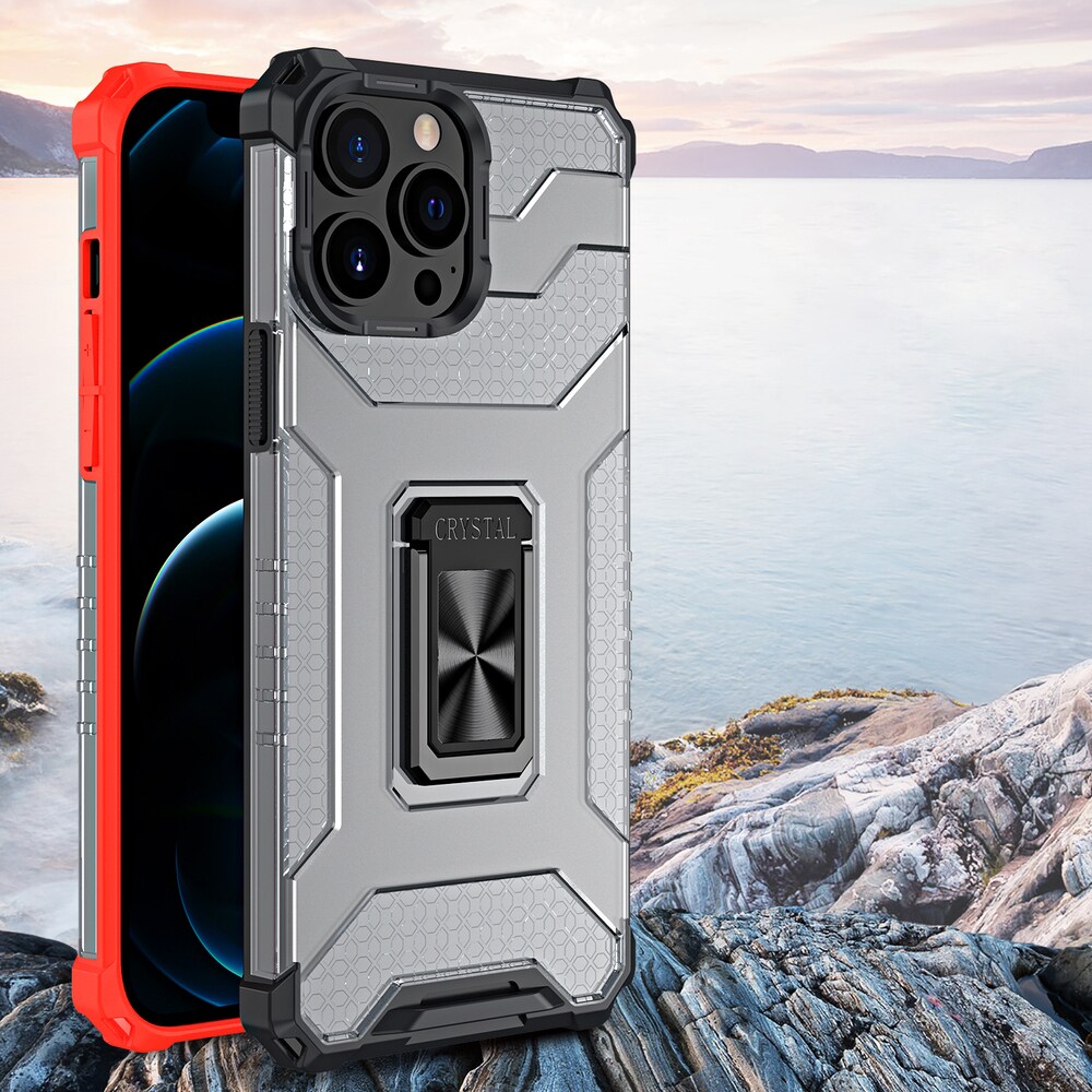 Crystal Ring Case Kickstand Robust deksel for iPhone 13 Pro blå