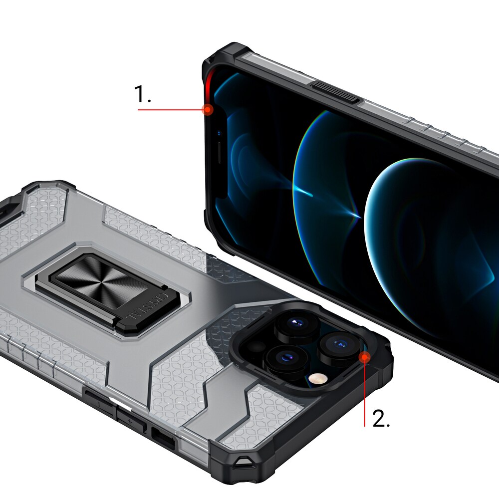 Crystal Ring Case Kickstand Robust deksel for iPhone 13 Pro Max rød