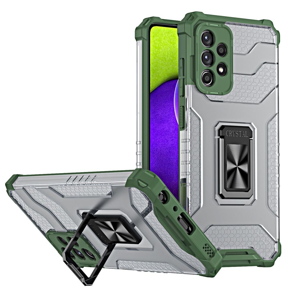 Crystal Ring Case Kickstand Tough Rugged Cover for Samsung Galaxy A72 4G grønn