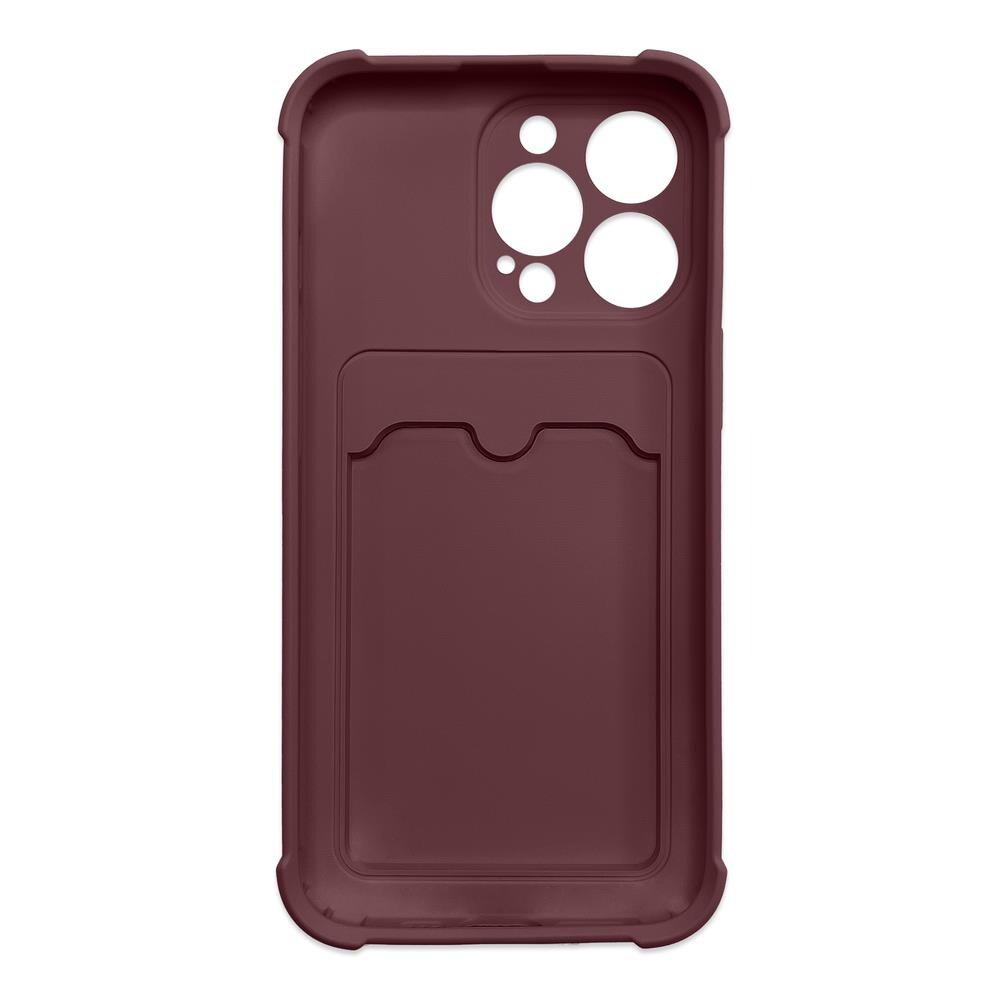 Kort Armor Etui Veske Deksel for iPhone 12 Pro Kort Lommebok Silikon Air Bag Armor Etui Bringebær