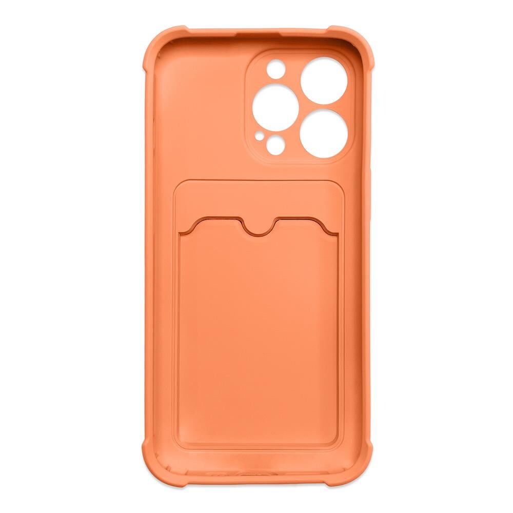 Kortpanseretui Veske Deksel for iPhone 12 Pro Max Kortlommebok Silikon Air Bag Armor Cover Orange