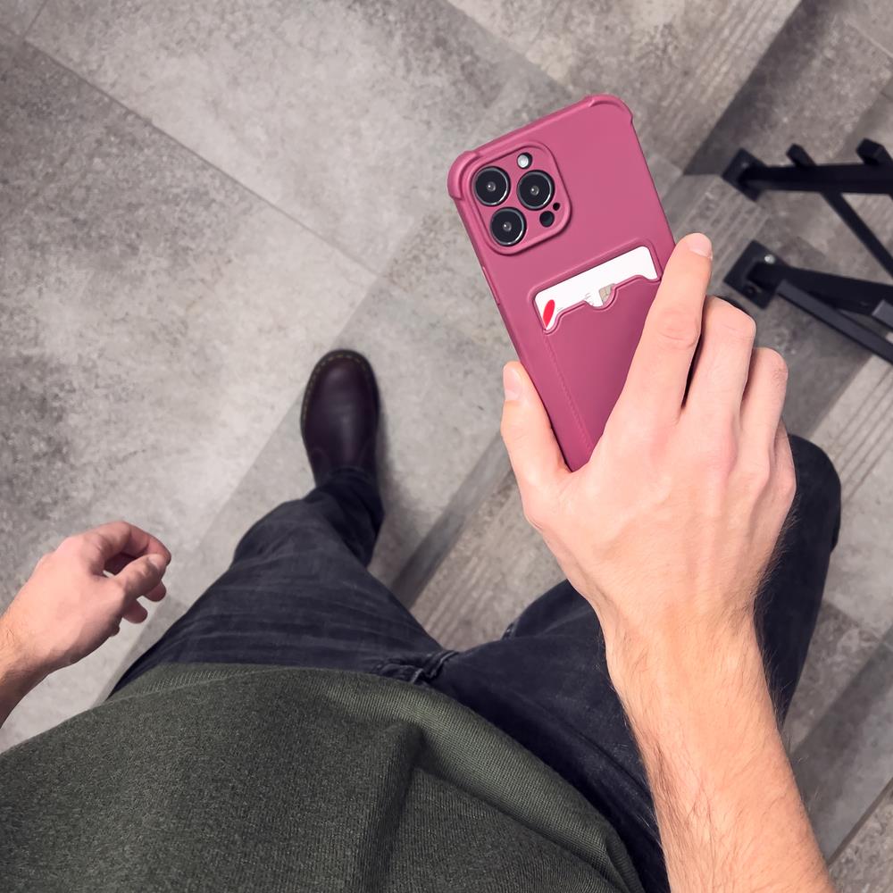 Kort Armor Etui Veske Deksel for iPhone 13 Mini Kort Lommebok Silikon Air Veske Armor Etui Bringebær