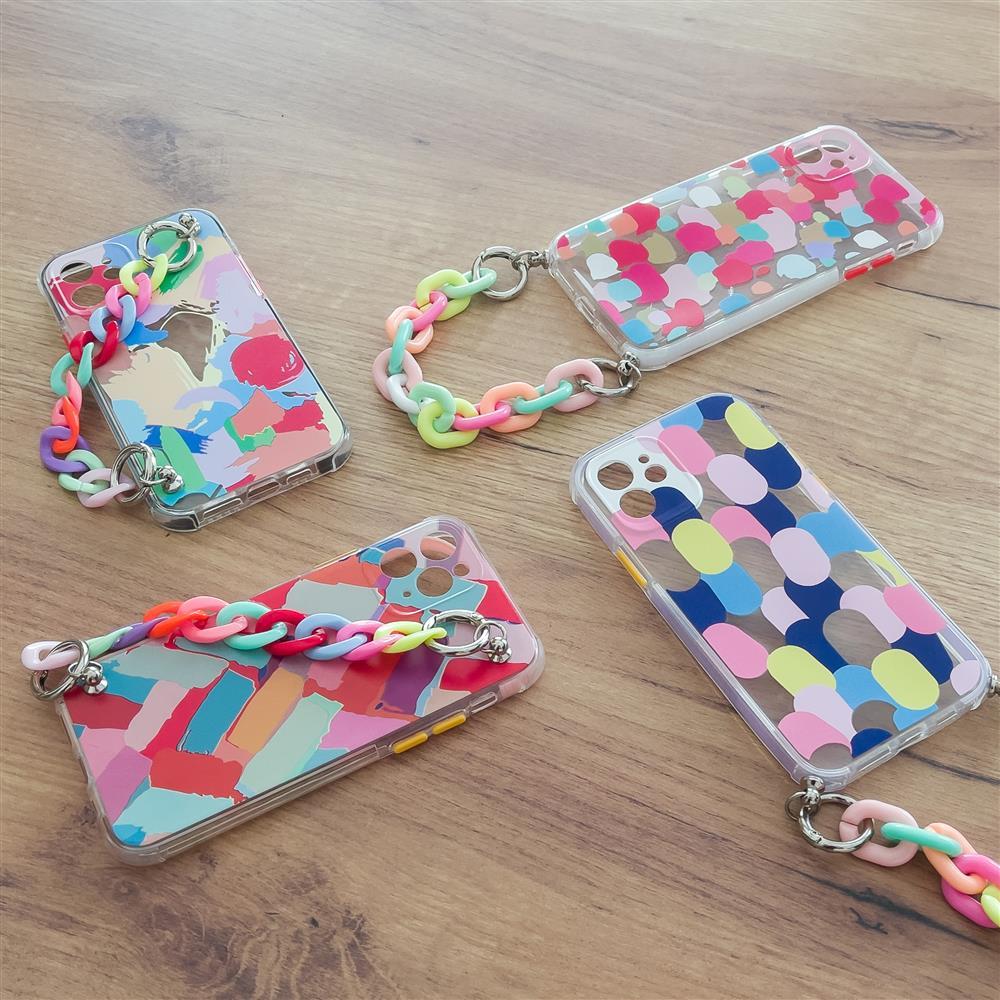 Color Chain Case gel fleksibelt elastisk deksel med kjedeanheng til iPhone 13 Pro Max flerfarget (1)