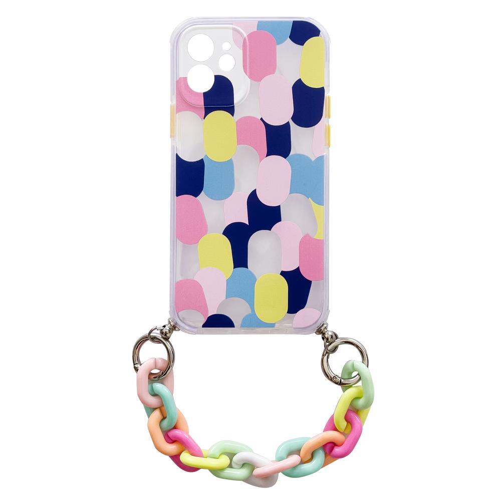 Flerfarget Color Chain Case gel deksel med kjedeanheng for Samsung Galaxy S21 5G
