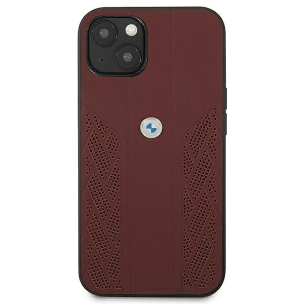 BMW Curve-perforert lærveske til iPhone 13 mini - rød