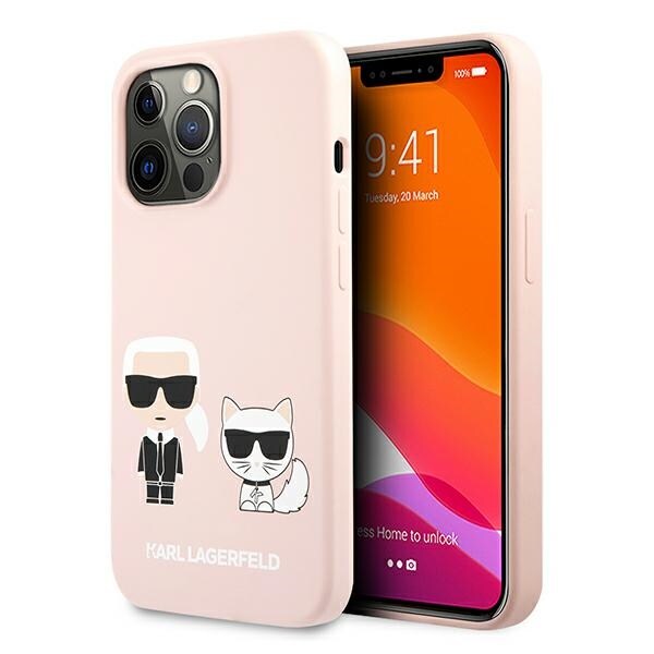 Karl Lagerfeld Karl&Choupette-etui i silikon til iPhone 13 Pro / iPhone 13 - Lys rosa