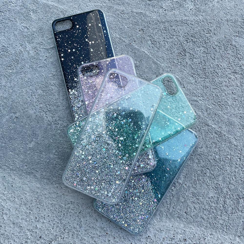 Star Glitter Shining Cover for iPhone 13 Pro svart