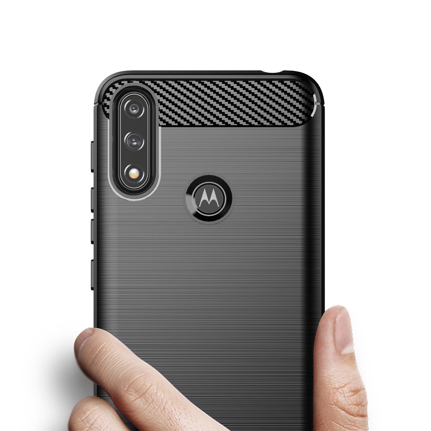 Carbon Case fleksibelt dekselhylse Motorola Moto E7i Power svart